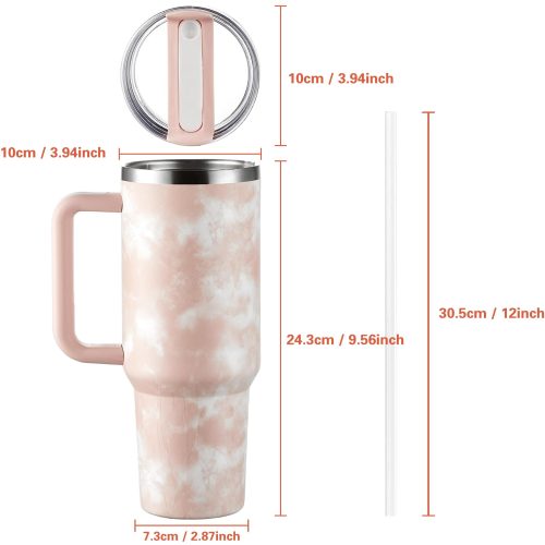 Cloud Pattern Travel Mug 40oz Stainless Steel Vacuum Insulated Tumbler 1pc - Cloud Pattern Travel Mug with Lid, Straw, Handle for Hot Cold Beverages