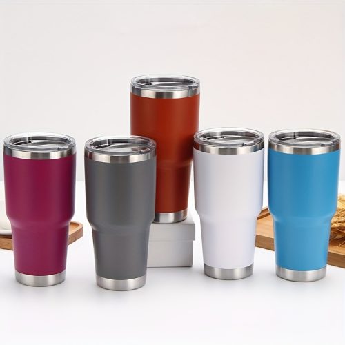 30oz Stainless Steel Insulated Travel Mug with Lid, Double Vacuum Portable Sports Cup, Sealable, Keeps Drinks Hot for Hours, Ideal for Outdoor, Office, Hiking, Holidays, Perfect Gift for Valentine's, Women'S Day, Easter