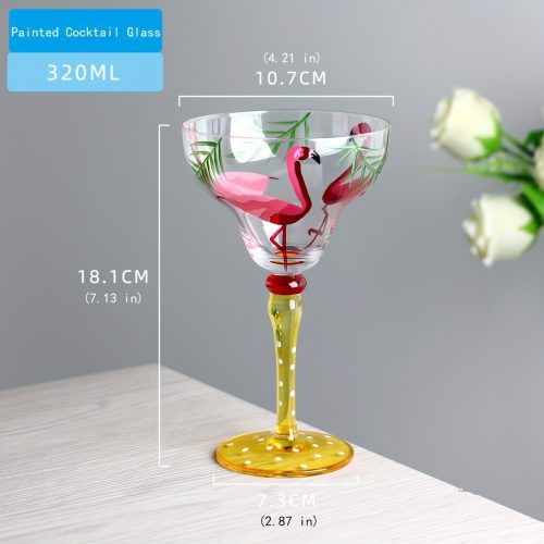 1pc Premium Hand-Painted Creative Margarita Cocktail Glass - Fashionable High-End, Triangle Shape, Red Wine & Crystal Glass Material, Elegant Design for Baru002FHome Use, Ideal Gift for Food Service Equipment Enthusiasts