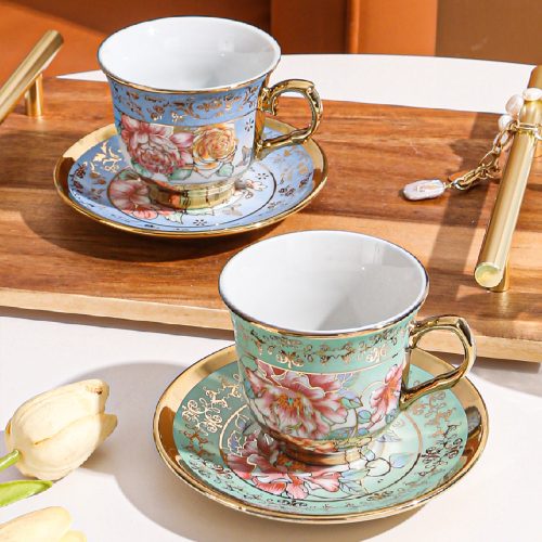 1set Ceramic Coffee Cup Dish Home Kitchen Dining Room Living Room Coffee Cup for Tea, Coffee, Milk, Fruit Juice Suitable for Outdoor Wedding, Party Gift, Birthday